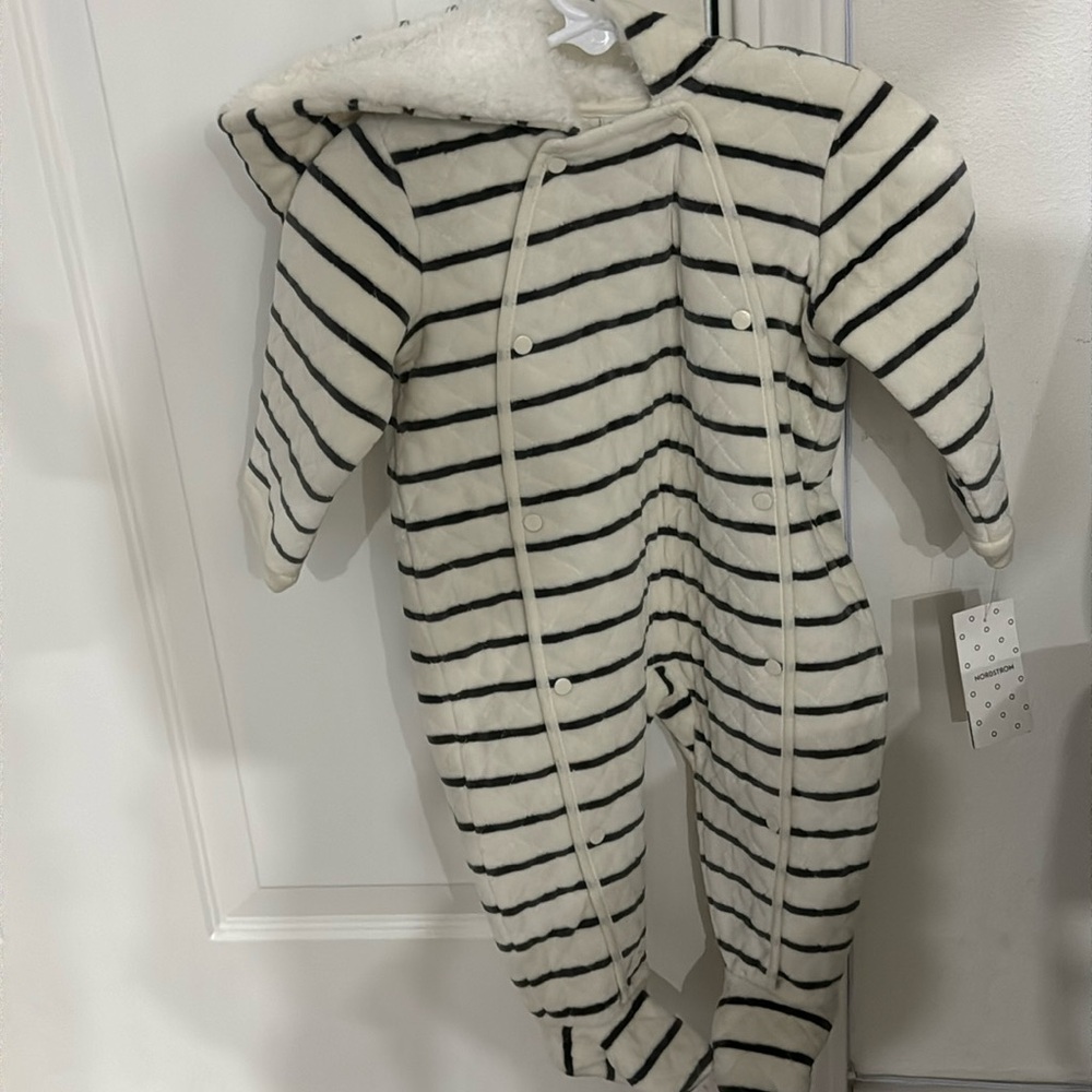 New with tags Baby onesie sweater with hood. Size 9 months
